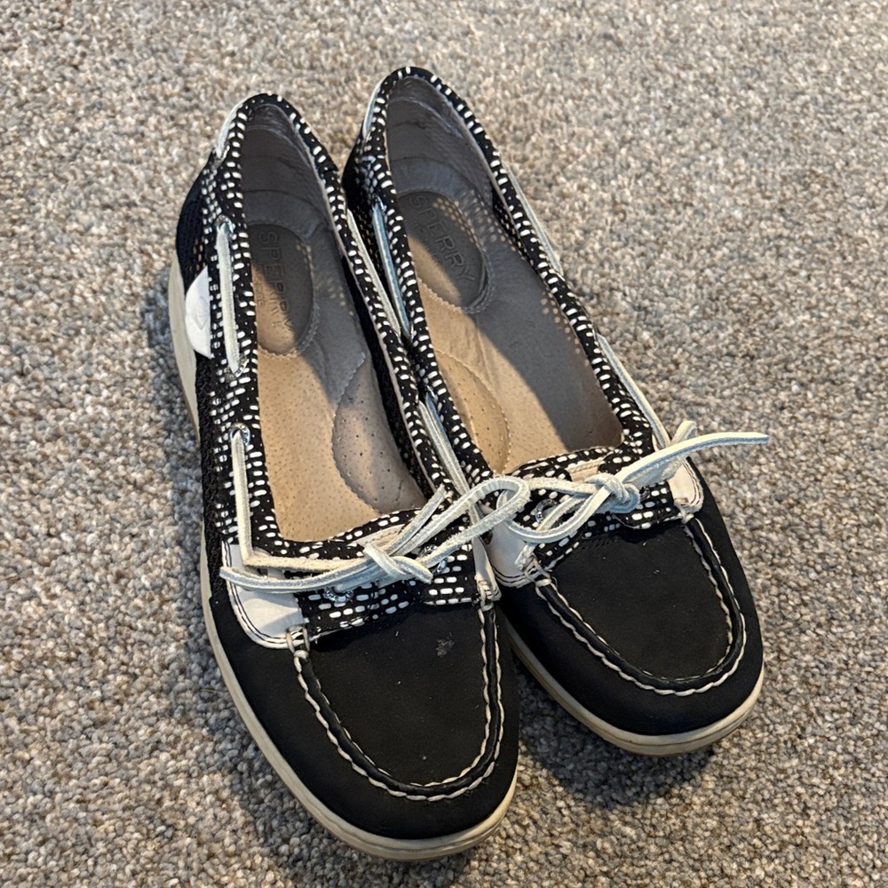 Sperry Black and White Polka Dot Flats